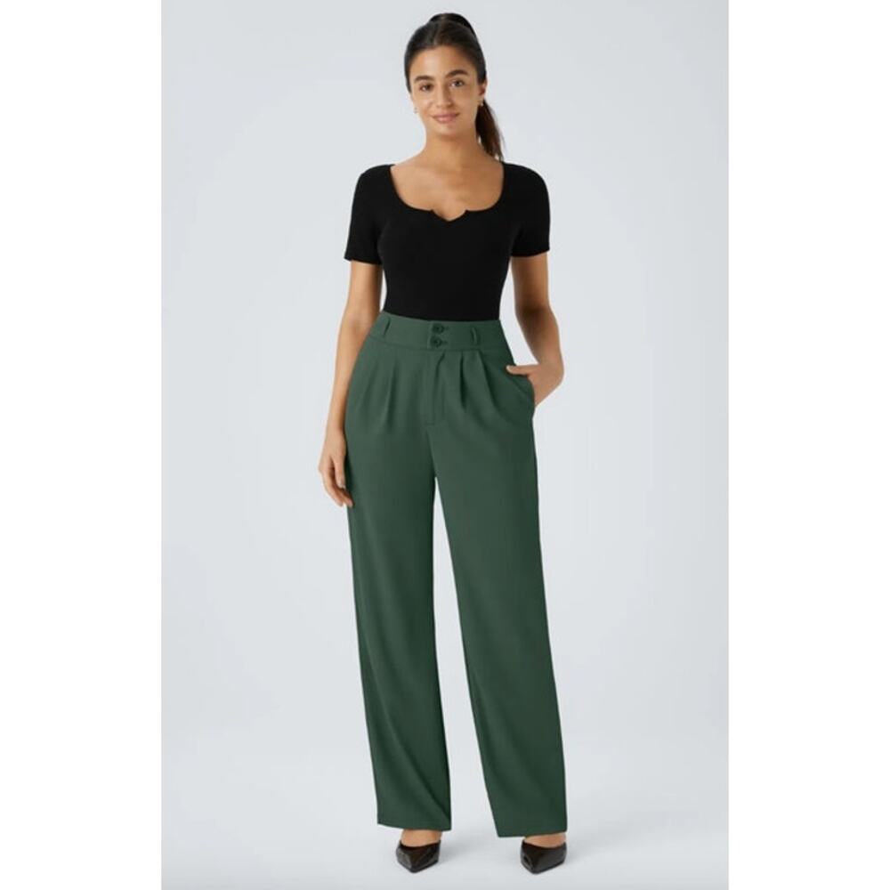 Halara Flex High Waist Zipper Pocket Shirred Straight Leg Work Pants Size XL NEW